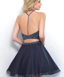 Formal Gowns Blush By Alexia Designs - Two-Piece Ornate Illusion Halter Dress 11376