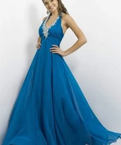 Blush By Alexia Designs - X139 Ruched V-neck A-line Dress Formal Gowns 6 Blush By Alexia Designs - X139 Ruched V-neck A-line Dress Formal Gowns