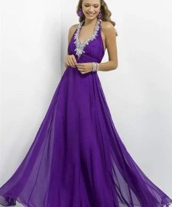 Blush By Alexia Designs - X139 Ruched V-neck A-line Dress Formal Gowns