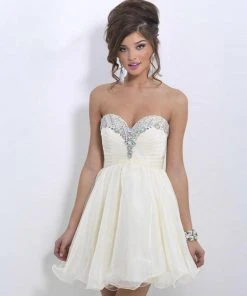 Blush By Alexia Designs - X156 Strapless Plated Cocktail Dress