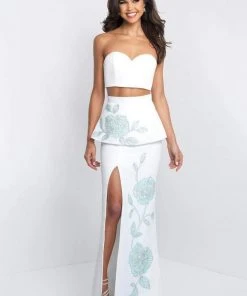 Blush By Alexia Designs Blush - C1017 Two Piece Peplum Gown With Beaded Floral Detail