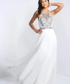 Blush By Alexia Designs Blush - C1036 Crystal Adorned Illusion Jewel A-Line Gown