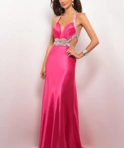 Blush By Alexia Designs Blush - Embellished Halter Strap Neck A-line Gown 9622