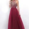 Blush By Alexia Designs Formal Gowns Blush - Embellished Jewel Neck Tulle A-Line Dress 11258
