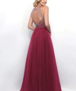 Blush By Alexia Designs Formal Gowns Blush - Embellished Jewel Neck Tulle A-Line Dress 11258