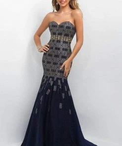 Blush By Alexia Designs Blush - Embellished Sweetheart Satin Mermaid Dress 11130