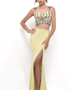 Blush By Alexia Designs Blush - Floral Embroidered Illusion Sheath Gown 11283