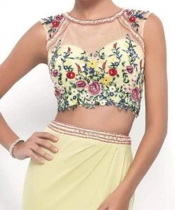 Blush By Alexia Designs Blush - Floral Embroidered Illusion Sheath Gown 11283