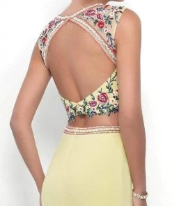 Blush By Alexia Designs Blush - Floral Embroidered Illusion Sheath Gown 11283