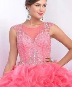 Blush By Alexia Designs Blush - Illusion Jewel Neck With Open Back Ballgown Q160 Formal Gowns