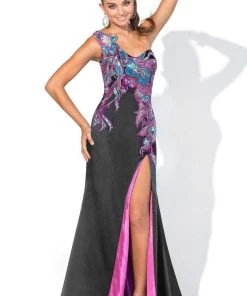 Blush By Alexia Designs Blush - One Shoulder Embellished Long Dress With Slit 9356 Formal Gowns