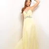 Blush By Alexia Designs Blush - Strapless Pleated Long Dress With Floral Waistband 9616 Formal Gowns