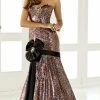 Blush By Alexia Designs Formal Gowns Blush - Strapless Printed Long Gown With Black Ribbon Accent 9284 2 Blush By Alexia Designs Formal Gowns Blush - Strapless Printed Long Gown With Black Ribbon Accent 9284