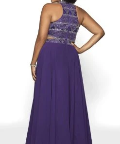 Blush By Alexia Designs Formal Gowns Blush Too By Alexia - 11794W Geo-Beaded Two-Piece Chiffon Gown