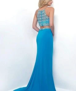 Blush By Alexia Designs Blush - Two-Piece Gem Embellished Halter Top Evening Gown 11248