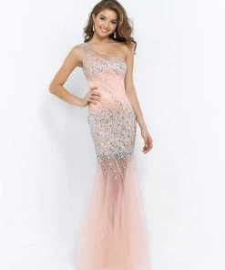 Blush By Alexia Designs Formal Gowns Blush - X233 Crystal Embellished One Shoulder Evening Dress