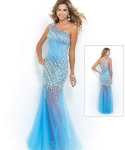 Blush By Alexia Designs Formal Gowns Blush - X233 Crystal Embellished One Shoulder Evening Dress