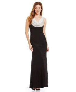 Cachet - Beaded Cowl Neck Gown 26269 Formal Gowns