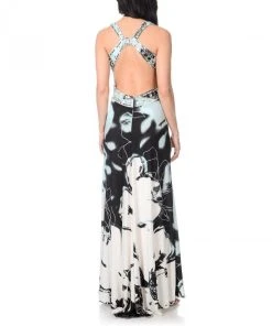 Formal Gowns Cachet - Halter Printed Long Dress 56203