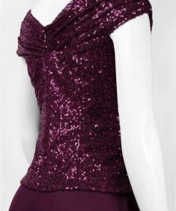 Cachet - Sequined Bertha Mesh Dress 55113B