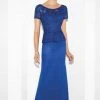 Cameron Blake By Mon Cheri - 117609 Embroidered Short Sleeves Evening Dress - 1 Pc Royal Blue In Size 6 Available
