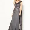 Cameron Blake By Mon Cheri - Asymmetric Ruffle Draped Prom Dress 219687 - 1 Pc Smoke In Size 16 Available