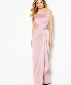 Formal Gowns Cameron Blake By Mon Cheri - Bateau Pleated Evening Dress 219676 - 1 Pc Rose Quartz In Size 12 Available