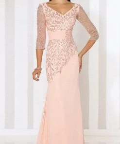 Cameron Blake By Mon Cheri - Chiffon Sheath 116651 - 1 Pc Oyster Pink In Size 6 Available Formal Gowns