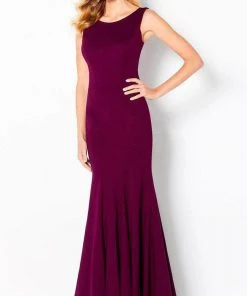 Cameron Blake By Mon Cheri - Scoop Neck Trumpet Evening Gown 220635 - 1 Pc Fresh Aubergine In Size 6 Available