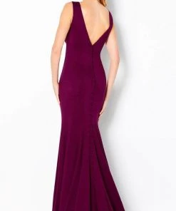 Cameron Blake By Mon Cheri - Scoop Neck Trumpet Evening Gown 220635 - 1 Pc Fresh Aubergine In Size 6 Available