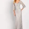 Cameron Blake By Mon Cheri - Versatile Jeweled Lace Sheath Gown 119662 - 1 Pc Oyster In Size 4 Available