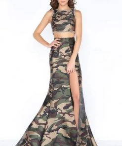 Formal Gowns Cassandra Stone - 40814A Two Piece Camo Mermaid Dress