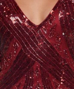 Cassandra Stone - 4436A V Neck Sequin Ornate Draped Back Evening Gown Formal Gowns 8 Cassandra Stone - 4436A V Neck Sequin Ornate Draped Back Evening Gown Formal Gowns