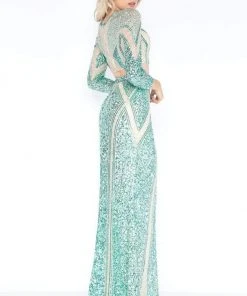 Cassandra Stone - 4660A Long Sleeve Sequined Two-Piece Gown Formal Gowns