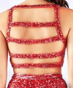 Formal Gowns Cassandra Stone - 4810A Two Piece Beaded Jersey Sheath Dress