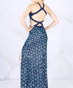 Cassandra Stone - 4933A Embellished Halter Dress With Strappy Back 6 Cassandra Stone - 4933A Embellished Halter Dress With Strappy Back