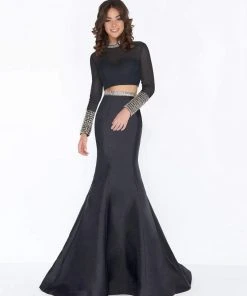 Cassandra Stone - 66352A Two Piece Beaded Mikado Trumpet Gown