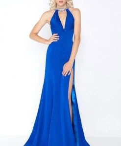 Cassandra Stone - 66465A Fitted Halter Sheath Dress Formal Gowns