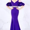 Cassandra Stone - 66857A Ruffle Accented Wide V-neck Mermaid Dress Formal Gowns