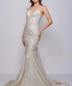 Cassandra Stone - 66918A Plunging Sweetheart Strapless Trumpet Gown Formal Gowns