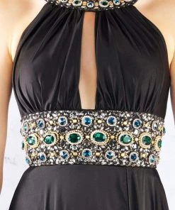 Formal Gowns Cassandra Stone - 77435A Rhinestone Accented Halter A-line Dress 10 Formal Gowns Cassandra Stone - 77435A Rhinestone Accented Halter A-line Dress