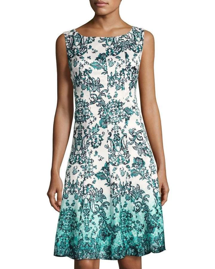 Chetta B - Sleeveless Multi-Print A-Line Dress B1708928 - 1 Pc Aqua Multi In Size 12 Available 4 Chetta B - Sleeveless Multi-Print A-Line Dress B1708928 - 1 Pc Aqua Multi In Size 12 Available