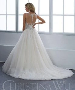 Christina Wu Brides - 15664 Beaded Illusion A-Line Gown With Chapel Train