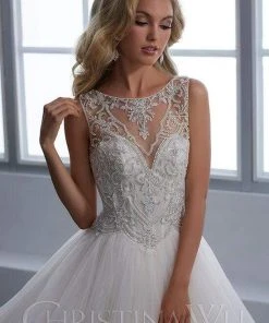 Christina Wu Brides - 15664 Beaded Illusion A-Line Gown With Chapel Train