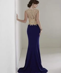Formal Gowns Christina Wu Elegance - 20208 Beaded Bateau Jersey Mermaid Dress