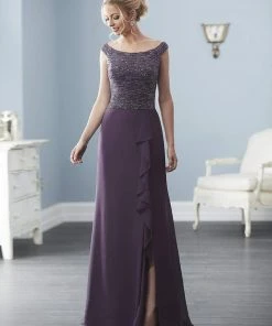 Christina Wu Elegance - 20230 Beaded Bateau Chiffon A-line Dress Formal Gowns