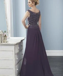 Christina Wu Elegance - 20230 Beaded Bateau Chiffon A-line Dress Formal Gowns