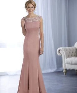 Christina Wu Elegance - Jewel Paneled Bateau Neck Long Gown 17857 - 1 Pc Mauve In Size 6 Available