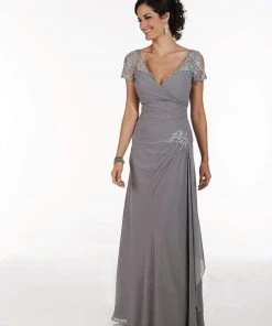 Formal Gowns Christina Wu Elegance - Pleated Bodice V Neckline Surplice Gown 17735