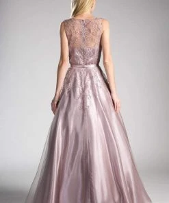 Cinderella Divine - 1020 Embroidered Illusion Bateau Evening Gown